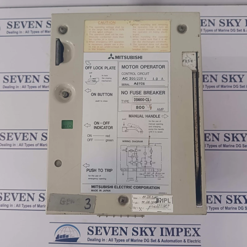 MITSUBISHI DSN800-DS NO FUSE CIRCUIT BREAKER 800AMP CIRCUIT BREAKER'S